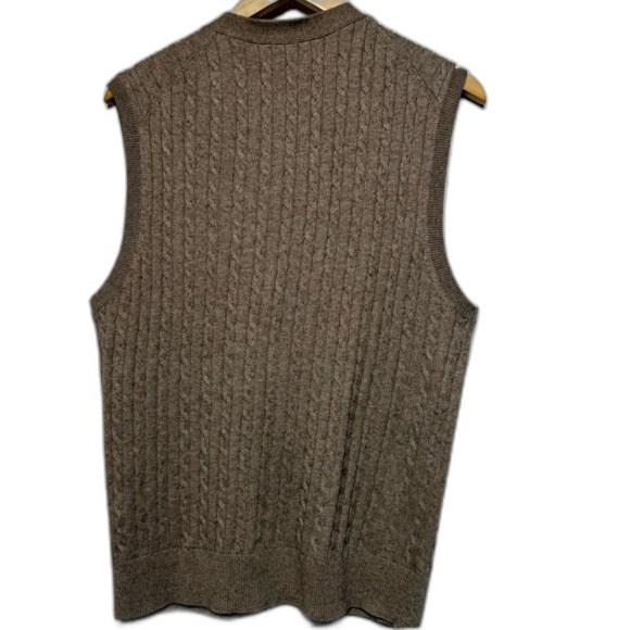 Kallspin Cable-Knit Vest Cashmere Wool Blend Cardigan in Beige Tan M NWOT - Picture 4 of 10